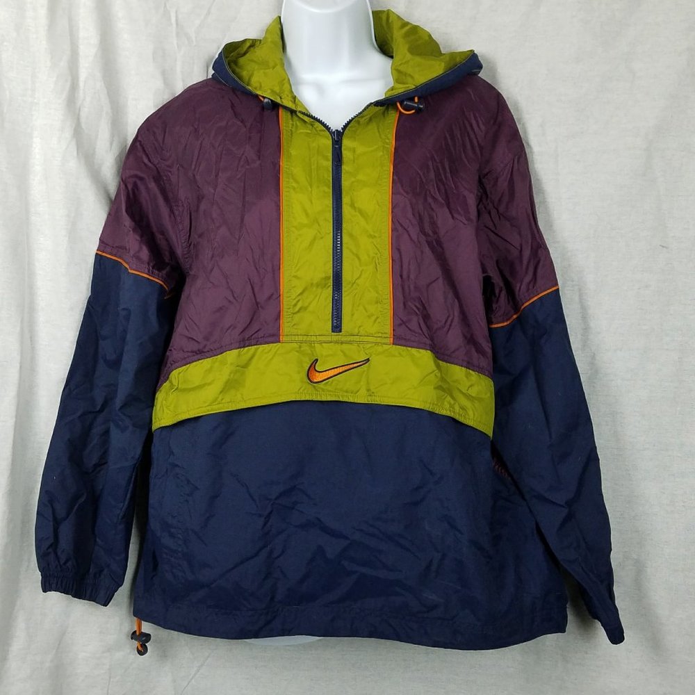 Vtg Nike Colorblock 1/4 Zip Windbreaker Medium